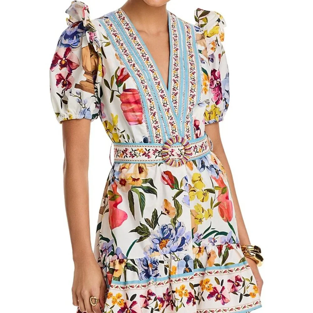 NWT Farm Rio Women's Greek Garden Off-White Mini Dress - Picture 7 of 7